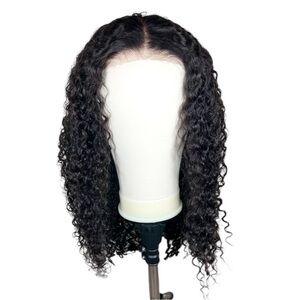 Natural Black Curl Wave Human Hair 6x5 Pre Cut Glueless 20 Inch Wig